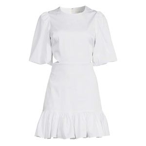 VERONICA BEARD Iker Puffed Sleeve Mini Dress in White Size 4